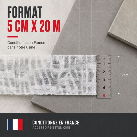 CALICOT TARLATANE 5cmx20m - calicot tarlatane traitement liaison béton ciré supports mouvants fissures