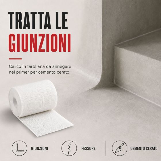 GARZA DI TELA 5cmx20m - garza di tela per il trattamento delle giunzioni di cemento cerato su supporti mobili e fessure