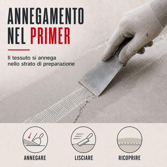 GARZA DI TELA 5cmx20m - garza di tela per il trattamento delle giunzioni di cemento cerato su supporti mobili e fessure