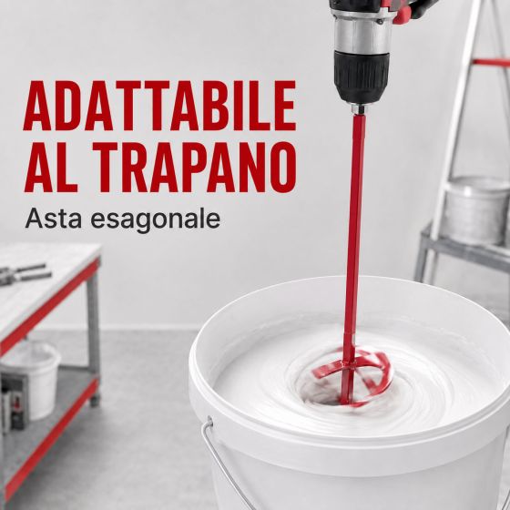Miscelatore per pittura e intonaci, con attacco per trapano