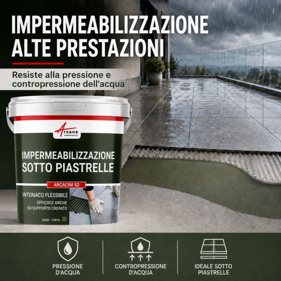 Intonaco impermeabilizzante sotto piastrelle | ARCACIM S2