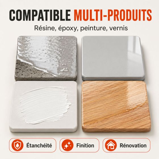 Pinceau pour application résine d'étanchéité, époxy, vernis, peinture