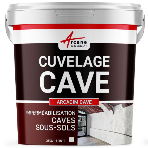 Enduit de cuvelage pour cave sous-sols garage : ARCACIM CAVE-25Kg-Blanc-Couleur / Aspect