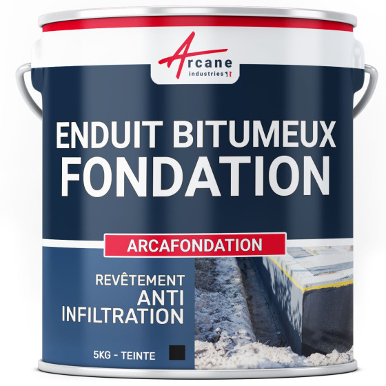 Enduit bitumeux d'imperméabilisation pour fondation parpaing maison : ARCAFONDATION-5Kg-Noir-Couleur / Aspect Enduit bitumeux d'imperméabilisation pour fondation parpaing maison : ARCAFONDATION-5Kg-Noir-Couleur / Aspect
