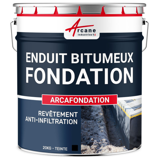 Enduit bitumeux d'imperméabilisation pour fondation parpaing maison : ARCAFONDATION-20Kg-Noir-Couleur / Aspect