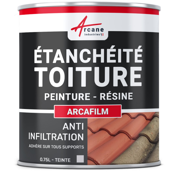 Résine d'Etanchéité - Peinture d'Etanchéité - Spécial Toit en Pente : ARCAFILM-0-75l-Gris-Couleur / Aspect