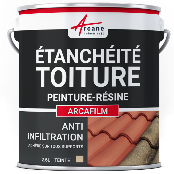 Résine d'Etanchéité - Peinture d'Etanchéité - Spécial Toit en Pente : ARCAFILM-2-5l-Paille-Couleur / Aspect
