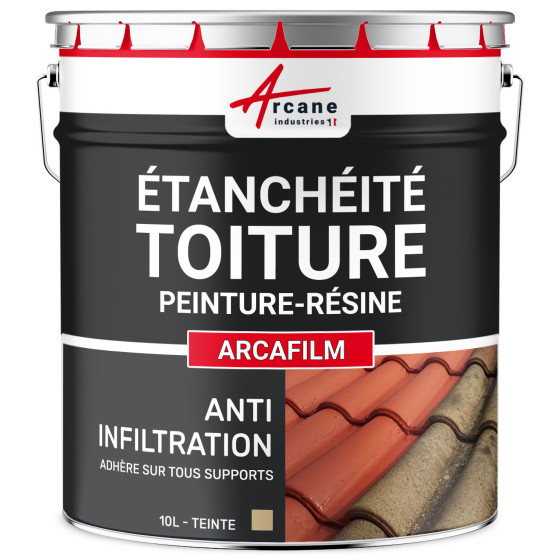 Résine d'Etanchéité - Peinture d'Etanchéité - Spécial Toit en Pente : ARCAFILM-10l-Paille-Couleur / Aspect