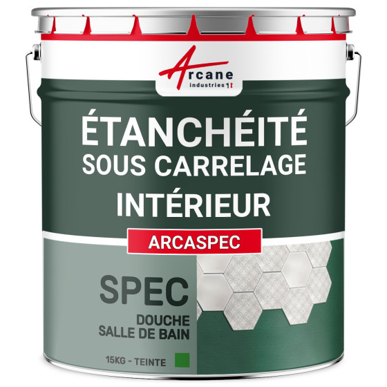 SPEC étanchéité des carrelages de douche et salle de bain : ARCASPEC-15Kg-Vert-Couleur / Aspect SPEC étanchéité des carrelages de douche et salle de bain : ARCASPEC-15Kg-Vert-Couleur / Aspect