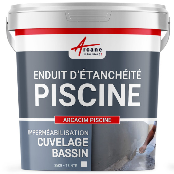 Enduit d'étanchéité hydrofuge piscine bassin : ARCACIM Piscine-25Kg-Blanc-Couleur / Aspect Enduit d'étanchéité hydrofuge piscine bassin : ARCACIM Piscine-25Kg-Blanc-Couleur / Aspect