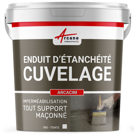 Enduit de cuvelage hydrofuge pour béton caniveau et fondation : ARCACIM-5Kg-Blanc-Couleur / Aspect