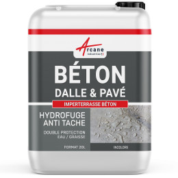 Hydrofuge imperméabilisant béton terrasse et dalles poreuses: IMPERTERRASSE BETON-20L-jusqua-100m2-Incolore-Couleur / Aspect