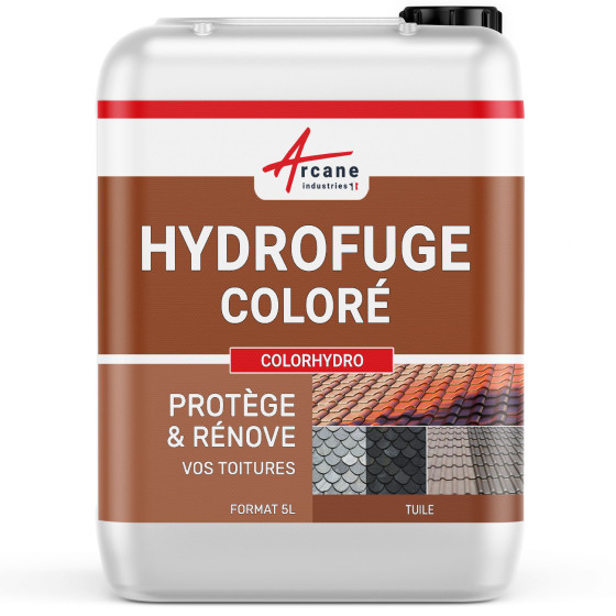 Hydrofuge imperméabilisant  tuiles en béton ciment ardoise: COLORHYDRO-5L-jusqua-20m2-Tuile-ral-8004-Couleur / Aspect