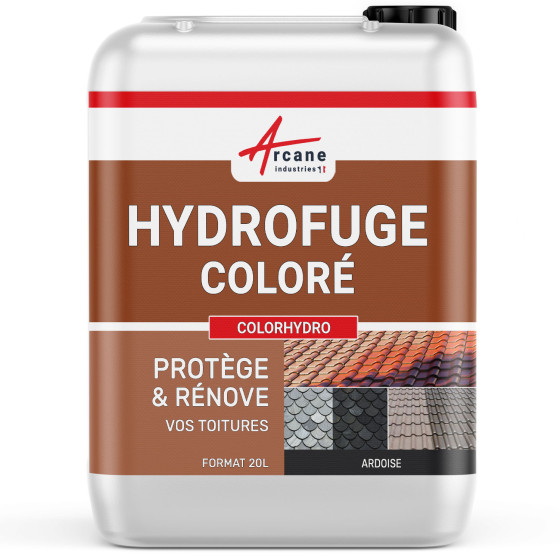 Hydrofuge imperméabilisant  tuiles en béton ciment ardoise: COLORHYDRO-20L-jusqua-80m2-Ardoise-ral-9004-Couleur / Aspect