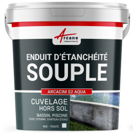 enduit d'étanchéité PISCINE HORS SOL CUVE CITERNE CHATEAU D'EAU (ACS) - ARCACIM S2 AQUA-4Kg-Blanc-Couleur / Aspect