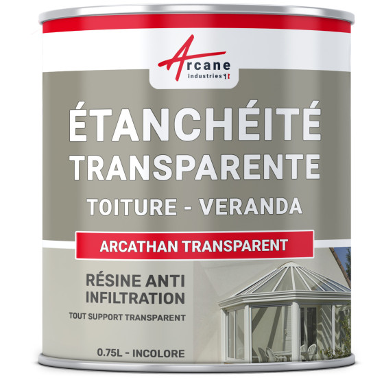 Résine étanchéité transparente véranda et autres supports en verre : ARCATHAN TRANSPARENT-0-75L-Transparente-Couleur / Aspect