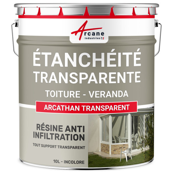 Résine étanchéité transparente véranda et autres supports en verre : ARCATHAN TRANSPARENT-10L-Transparente-Couleur / Aspect