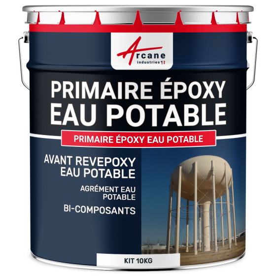 Primaire époxy bicomposant eau potable revêtement sans solvant - PRIMAIRE EPOXY EAU POTABLE-Kit10kg-Incolore-Aspect / Couleur