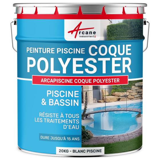 Peinture piscine polyuréthane pour coques polyester-20kg-Blanc-Piscine-Aspect / Couleur
