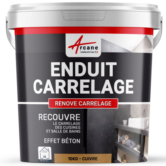 Enduit carrelage mur et sol pour salle de bain cuisine - RENOVE CARRELAGE-10Kg-Cuivre-Aspect / Couleur Enduit carrelage mur et sol pour salle de bain cuisine - RENOVE CARRELAGE-10Kg-Cuivre-Aspect / Couleur