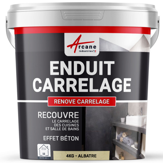 Enduit carrelage mur et sol pour salle de bain cuisine - RENOVE CARRELAGE-4Kg-Albatre-Aspect / Couleur Enduit carrelage mur et sol pour salle de bain cuisine - RENOVE CARRELAGE-4Kg-Albatre-Aspect / Couleur