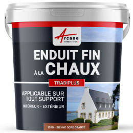 Enduit chaux fin pour décoration intérieure et extérieur - TRADIPLUS-kit15kg-SIENNE-Ocre-orange-Aspect / Couleur