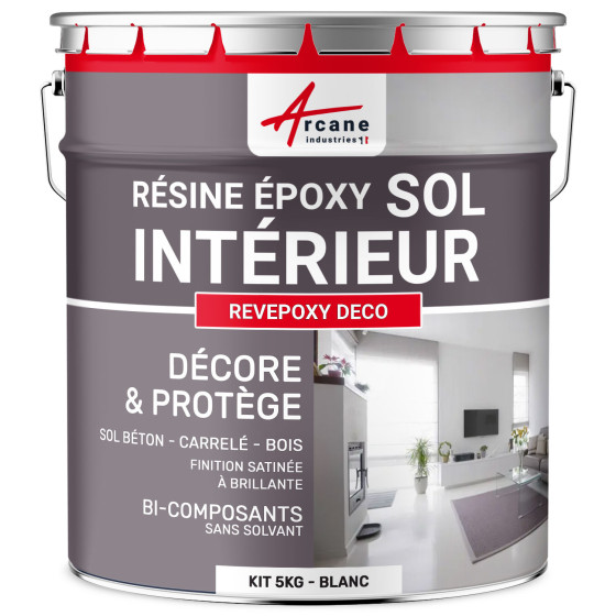 Résine Epoxy Pour Sol Intérieur - REVEPOXY DECO-kit5Kg-Blanc-Aspect / Couleur