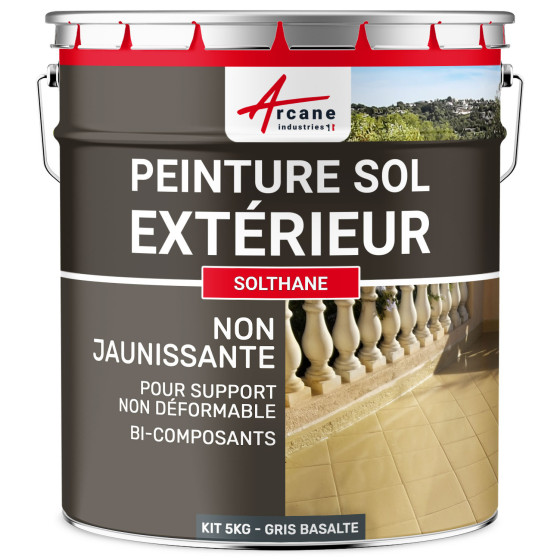 Peinture Béton Extérieur Sol - SOLTHANE-Kit5kg-Gris-basalte-ral-7012-Aspect / Couleur