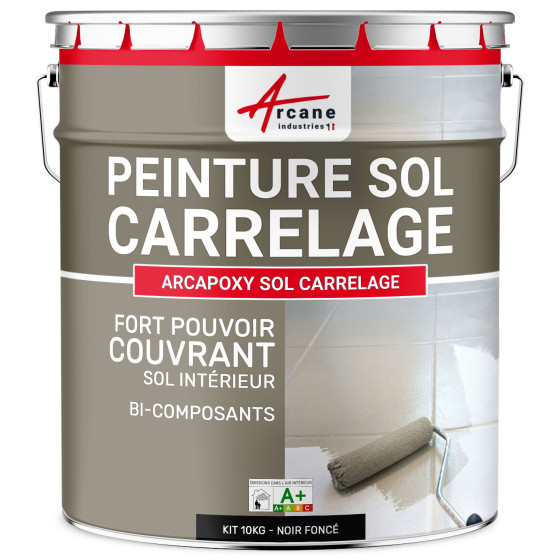 Peinture Sol Carrelage - Résine époxy pour sol carrelé-Kit10Kg-RAL-9005-Noir-fonce-Aspect / Couleur Peinture Sol Carrelage - Résine époxy pour sol carrelé-Kit10Kg-RAL-9005-Noir-fonce-Aspect / Couleur