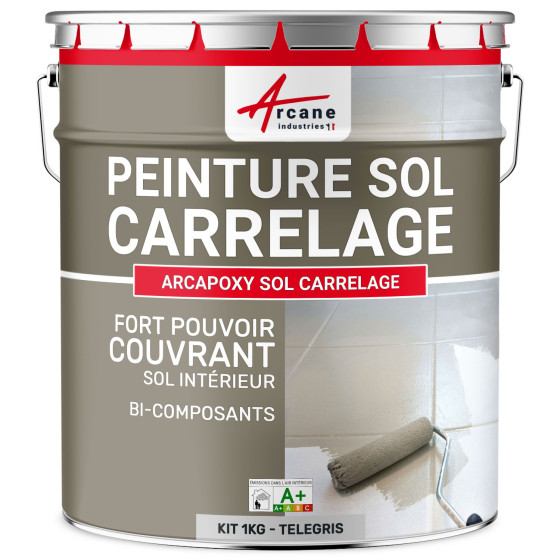 Peinture Sol Carrelage - Résine époxy pour sol carrelé-Kit1Kg-Ral-7047-Telegris-4-Aspect / Couleur