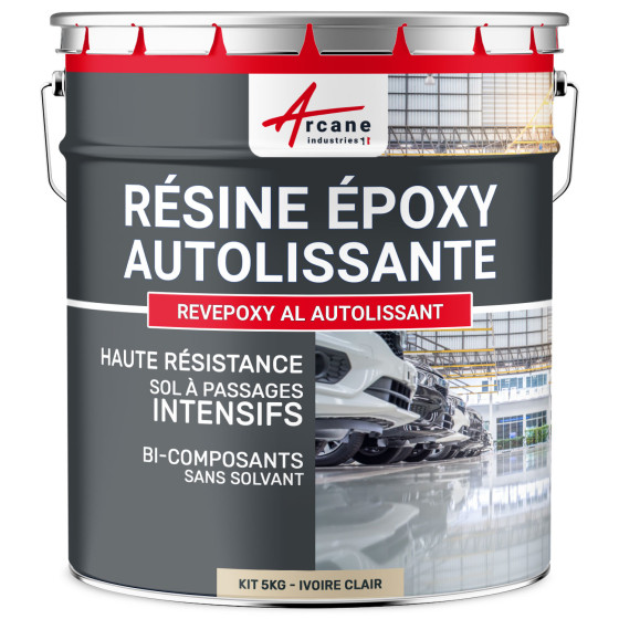 Résine Autolissante Epoxy Sol Carrelage - REVEPOXY AL AUTOLISSANT-Kit5kg-Ivoire-claire-ral-1015-Aspect / Couleur