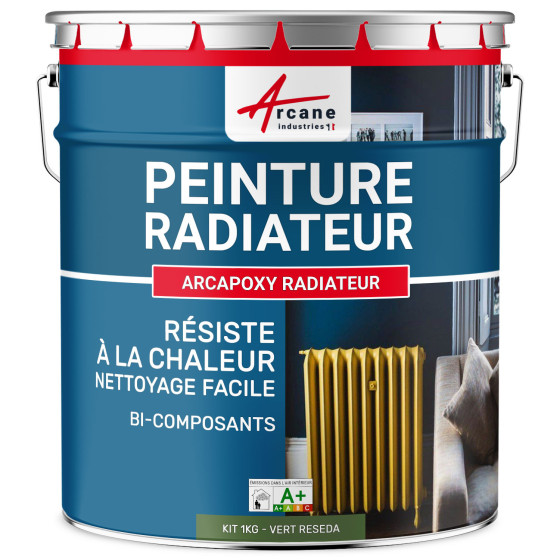 Peinture radiateur / chauffage-Kit1Kg-Ral-6011-Vert-Reseda-Aspect / Couleur
