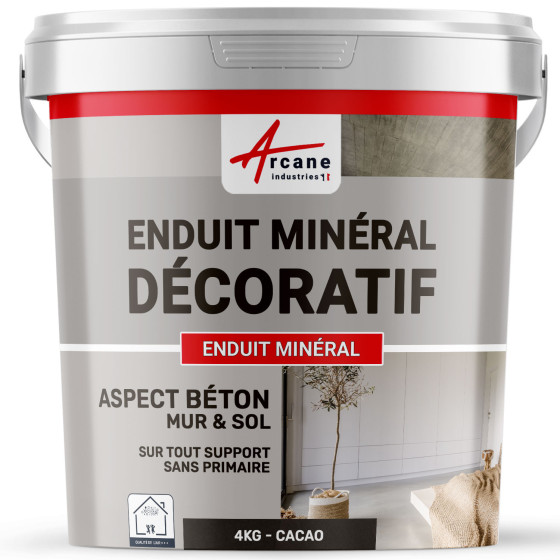 ENDUIT MINERAL DECORATIF COLORE ASPECT BETON - enduit de décoration murale et sol-4Kg-Cacao-Aspect / Couleur