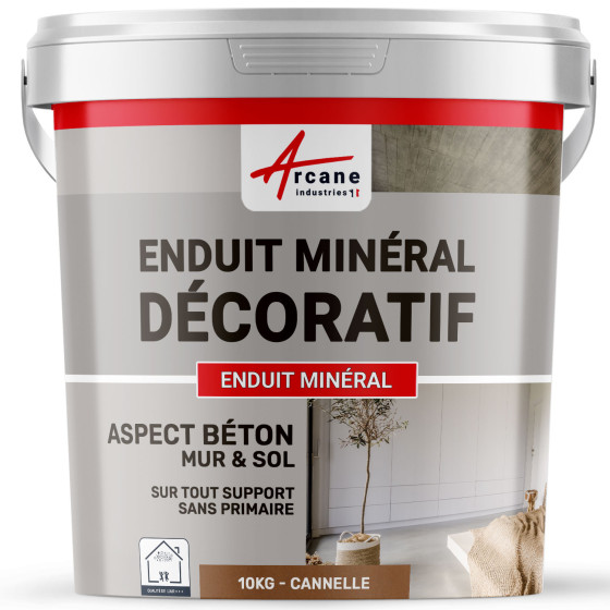 ENDUIT MINERAL DECORATIF COLORE ASPECT BETON - enduit de décoration murale et sol-10Kg-Cannelle-Aspect / Couleur