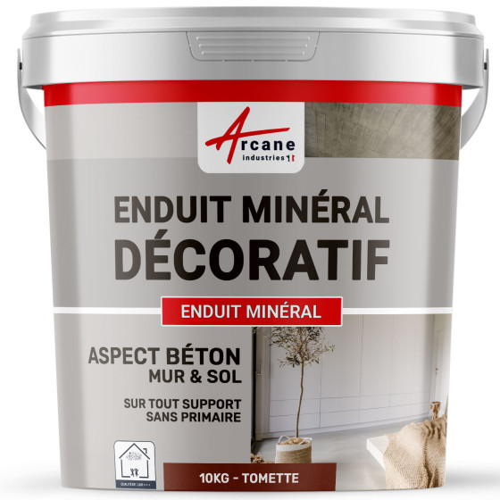 ENDUIT MINERAL DECORATIF COLORE ASPECT BETON - enduit de décoration murale et sol-10Kg-Tomette-Aspect / Couleur