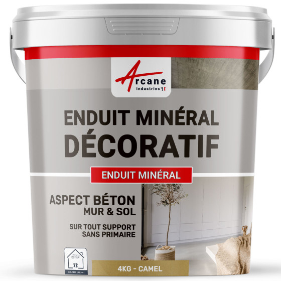 ENDUIT MINERAL DECORATIF COLORE ASPECT BETON - enduit de décoration murale et sol-4Kg-Camel-Aspect / Couleur