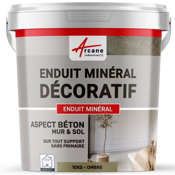 ENDUIT MINERAL DECORATIF COLORE ASPECT BETON - enduit de décoration murale et sol-10Kg-Ombre-Aspect / Couleur
