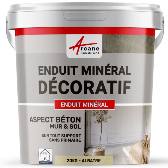 ENDUIT MINERAL DECORATIF COLORE ASPECT BETON - enduit de décoration murale et sol-20Kg-Albatre-Aspect / Couleur