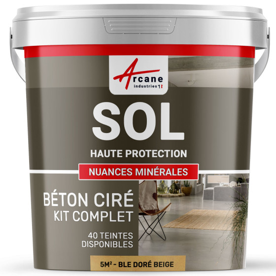 KIT BETON CIRE SOL HAUTE PROTECTION-kit5m2-Ble-Dore-Beige-Aspect / Couleur