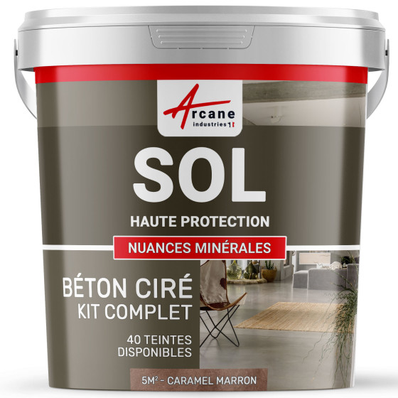 KIT BETON CIRE SOL HAUTE PROTECTION-kit5m2-Caramel-Marron-Aspect / Couleur