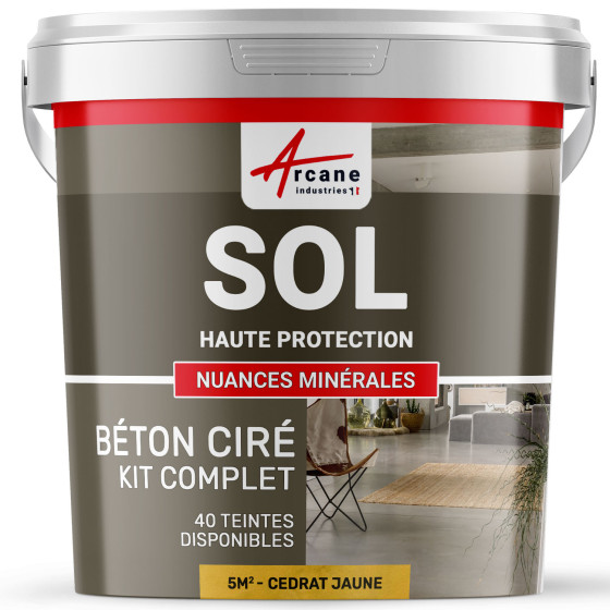 KIT BETON CIRE SOL HAUTE PROTECTION-kit5m2-Cedrat-Jaune-Aspect / Couleur