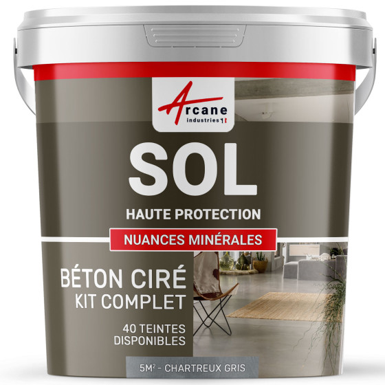 KIT BETON CIRE SOL HAUTE PROTECTION-kit5m2-Chartreux-Gris-Aspect / Couleur