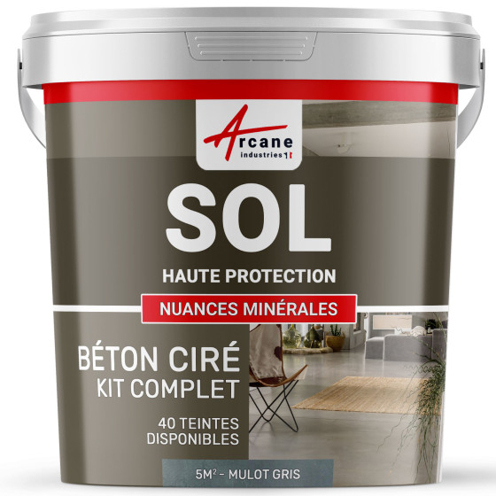 KIT BETON CIRE SOL HAUTE PROTECTION-kit5m2-Mulot-Gris-Aspect / Couleur