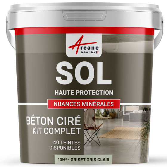 KIT BETON CIRE SOL HAUTE PROTECTION-kit10m2-Griset-Gris-clair-Aspect / Couleur
