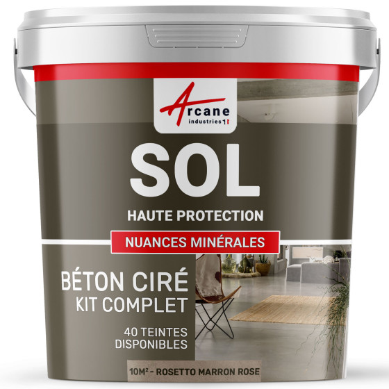 KIT BETON CIRE SOL HAUTE PROTECTION-kit10m2-Rosetto-Marron-rose-Aspect / Couleur