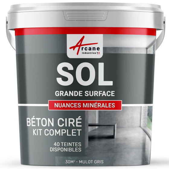 KIT BETON CIRE SOL GRANDE SURFACE HAUTE PROTECTION-Kit30m2-Mulot-Gris-Aspect / Couleur KIT BETON CIRE SOL GRANDE SURFACE HAUTE PROTECTION-Kit30m2-Mulot-Gris-Aspect / Couleur