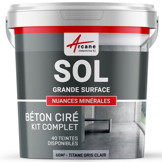 KIT BETON CIRE SOL GRANDE SURFACE HAUTE PROTECTION-Kit60m2-Titane-Gris-clair-Aspect / Couleur KIT BETON CIRE SOL GRANDE SURFACE HAUTE PROTECTION-Kit60m2-Titane-Gris-clair-Aspect / Couleur