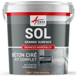 KIT BETON CIRE SOL GRANDE SURFACE HAUTE PROTECTION-Kit120m2-Vison-Gris-beige-Aspect / Couleur