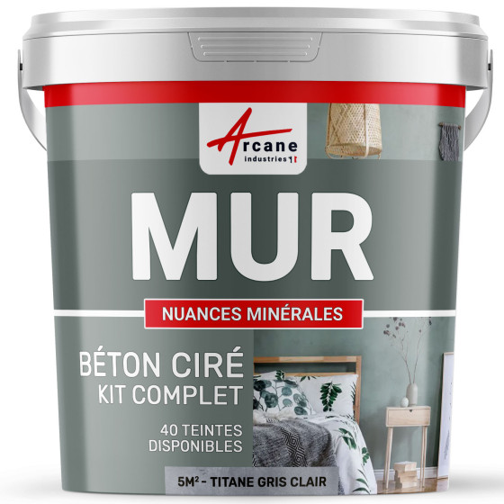 KIT BTON CIR MURS-kit5m2-Mate-Titane-Gris-clair-Aspect / Couleur KIT BTON CIR MURS-kit5m2-Mate-Titane-Gris-clair-Aspect / Couleur