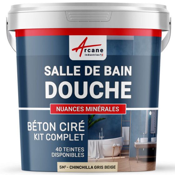 1-Main-Kit B‚ton Cir‚ Salle de Bain :  Enduit imperm‚able-kit5m2-Chinchilla-Gris-Beige-Aspect / Couleur